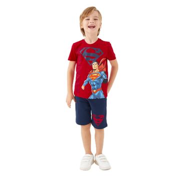 Superman L1560-3 Kırmızı Erkek Çocuk Bermuda Takım