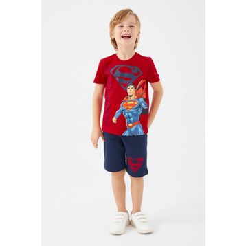 Superman L1560-3 Kırmızı Erkek Çocuk Bermuda Takım
