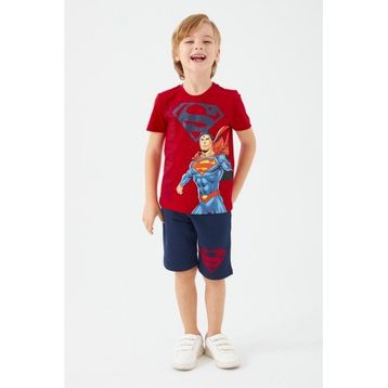 Superman L1560-3 Kırmızı Erkek Çocuk Bermuda Takım