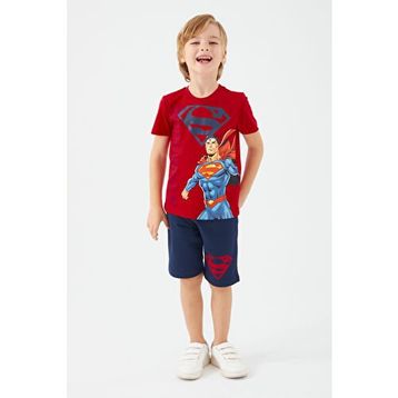 Superman L1560-3 Kırmızı Erkek Çocuk Bermuda Takım
