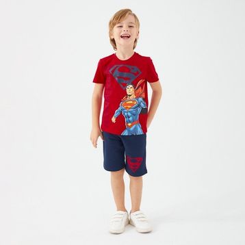 Superman L1560-3 Kırmızı Erkek Çocuk Bermuda Takım