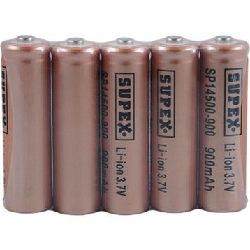 Supex 14500-900 3.7v Li-ion Düz Kafa 900mah 5li Paket Düz Kafa Pil