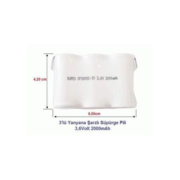 Supex 3.6 Volt 2000 mAh 3'lü Yanyana Şarjlı Süpürge Pili