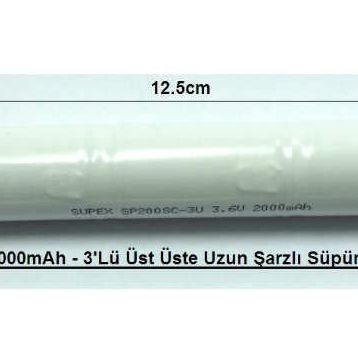 Supex 3.6Volt 2000mAh 3'lü Üst Üste Şarzlı Süpürge Pili