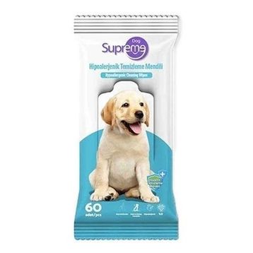 Supreme 60 Adet Kokusuz Hipoalerjenik Köpek Temizleme Mendili