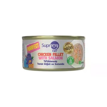 Supreme Cat Purrfect Tiftiklenmiş Tavuk Göğsü ve Somonlu 70 gr Yetişkin Kedi Konservesi