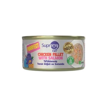 Supreme Cat Purrfect Tiftiklenmiş Tavuk Göğsü ve Somonlu 70 gr Yetişkin Kedi Konservesi
