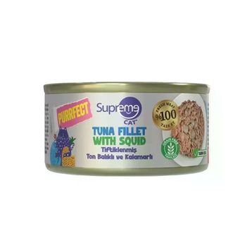 Supreme Cat Purrfect Tiftiklenmiş Ton Balıklı ve Kalamarlı 70 gr Yetişkin Kedi Konservesi