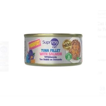 Supreme Cat Purrfect Tiftiklenmiş Ton Balıklı ve Somonlu 70 gr Yetişkin Kedi Konservesi
