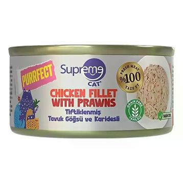 Supreme Tiftiklenmiş Tavuk Göğüs Eti ve Karidesli 70 gr Kedi Maması