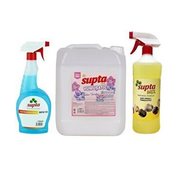 Supta 1 lt Çok Amaçlı Temizleyici + 750 ml Cam Sil + 5 lt Çamaşır Yumuşatıcısı