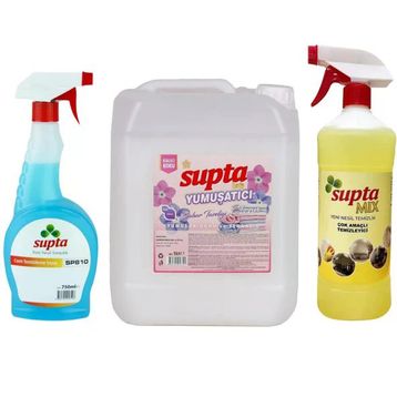 Supta 1 lt Çok Amaçlı Temizleyici + 750 ml Cam Sil + 5 lt Çamaşır Yumuşatıcısı