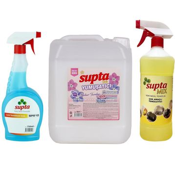 Supta 1 lt Çok Amaçlı Temizleyici + 750 ml Cam Sil + 5 lt Çamaşır Yumuşatıcısı
