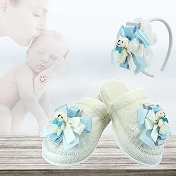 SüSLe Ayıcıklı Mavi Bebek ve Parti Lohusa Terlik Taç Seti