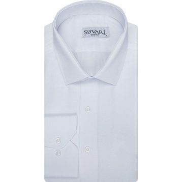 Süvari 1720232 Slim Fit Armür Desenli Beyaz Erkek Gömlek