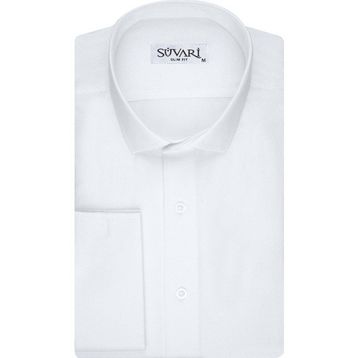 Süvari 1720232 Slim Fit Armür Desenli Beyaz Erkek Gömlek