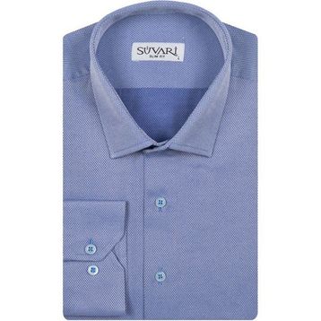 Süvari 1799879 Slim Fit Armür Desenli Açık Mavi Erkek Gömlek