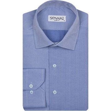 Süvari 1799879 Slim Fit Armür Desenli Açık Mavi Erkek Gömlek