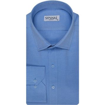 Süvari 1799879 Slim Fit Armür Desenli Açık Mavi Erkek Gömlek