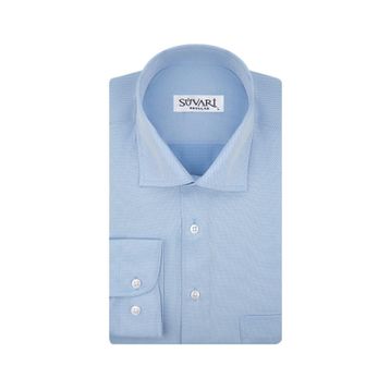 Süvari Klasik Yaka Regular Fit Armürlü Beyaz Erkek Gömlek
