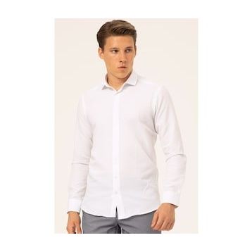 Süvari Slim Fit Beyaz Düz Erkek Gömlek