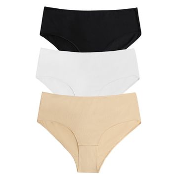 Suwen 3'lü Siyah Beyaz Ten Rengi Dantelsiz Yüksek Bel Slip Külot