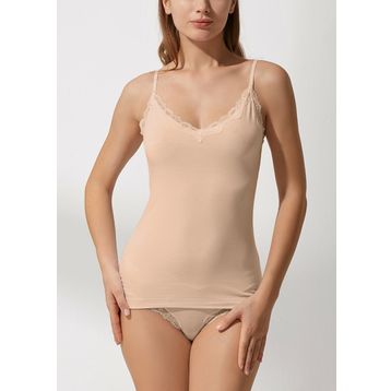 Suwen Cappicino Soft Touch Lacy İnce Askılı Atlet