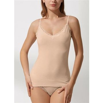 Suwen Cappicino Soft Touch Lacy İnce Askılı Atlet