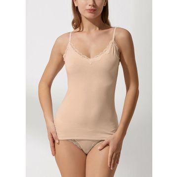 Suwen Cappicino Soft Touch Lacy İnce Askılı Atlet