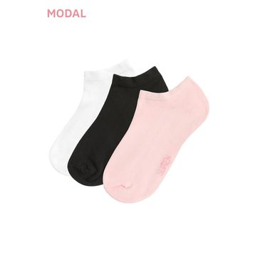 Suwen Görünmez 3'lü Siyah Pembe Beyaz Modal Sneaker Çorap