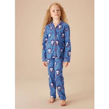 Suwen Saks Baskılı Koalina Pamuklu Maskülen Çocuk Pijama Takımı