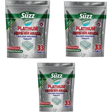 Süzz 99 Tablet Aktif Platinium Bulaşık Makinesi Tableti (3 adet)