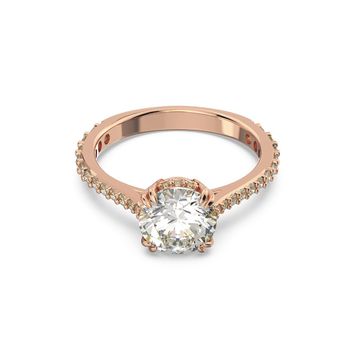 Swarovski 5638548 55 Constella Round Pave Princess Cut Beyaz Pembe Altın Rengi Kaplama Yüzük