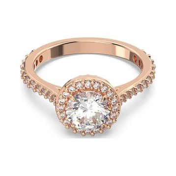 Swarovski 5639404 55 Constella Round Pave Beyaz Pembe Altın Rengi Kaplama Yüzük