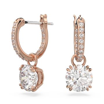 Swarovski 5639975 Constella Drop Beyaz Pembe Altın Rengi Kaplama Küpe