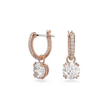 Swarovski 5639975 Constella Drop Beyaz Pembe Altın Rengi Kaplama Küpe