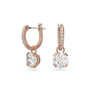 Swarovski 5639975 Constella Drop Beyaz Pembe Altın Rengi Kaplama Küpe