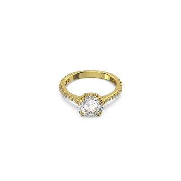 Swarovski 5642623 60 Constella Round Pave Princess Cut Beyaz Sarı Altın Rengi Kaplama Yüzük