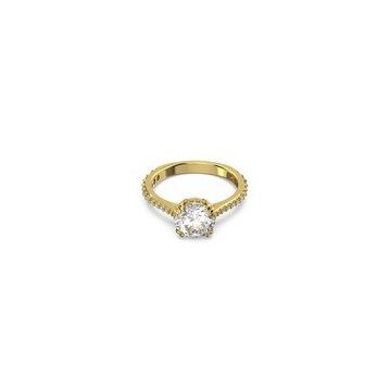 Swarovski 5642623 60 Constella Round Pave Princess Cut Beyaz Sarı Altın Rengi Kaplama Yüzük