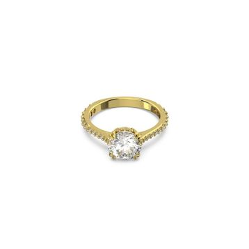 Swarovski 5642623 60 Constella Round Pave Princess Cut Beyaz Sarı Altın Rengi Kaplama Yüzük