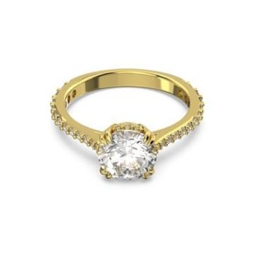 Swarovski 5642623 60 Constella Round Pave Princess Cut Beyaz Sarı Altın Rengi Kaplama Yüzük