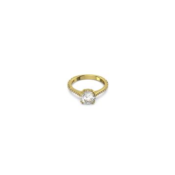 Swarovski 5642623 60 Constella Round Pave Princess Cut Beyaz Sarı Altın Rengi Kaplama Yüzük