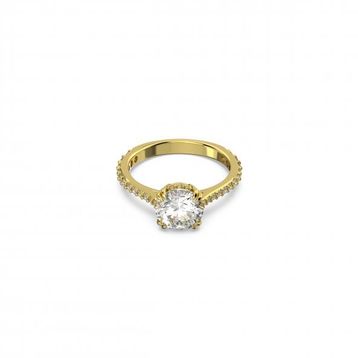 Swarovski 5642623 60 Constella Round Pave Princess Cut Beyaz Sarı Altın Rengi Kaplama Yüzük