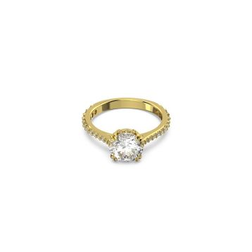 Swarovski 5642623 60 Constella Round Pave Princess Cut Beyaz Sarı Altın Rengi Kaplama Yüzük