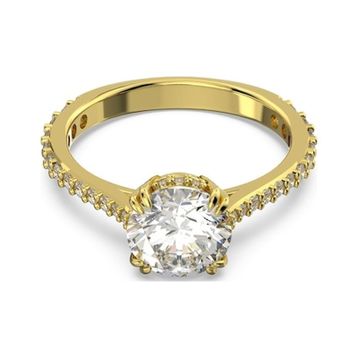 Swarovski 5642623 60 Constella Round Pave Princess Cut Beyaz Sarı Altın Rengi Kaplama Yüzük