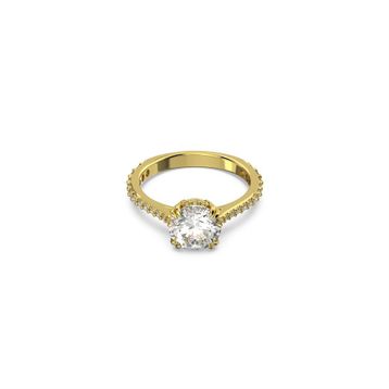 Swarovski 5642623 60 Constella Round Pave Princess Cut Beyaz Sarı Altın Rengi Kaplama Yüzük