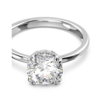 Swarovski 5642636 60 Constella Round Princess Cut Beyaz Rodyum Kaplama Yüzük