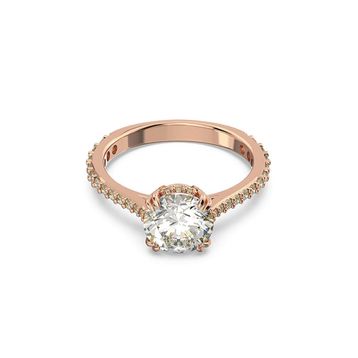 Swarovski 5642643 52 Constella Round Pave Princess Cut Beyaz Pembe Altın Rengi Kaplama Yüzük