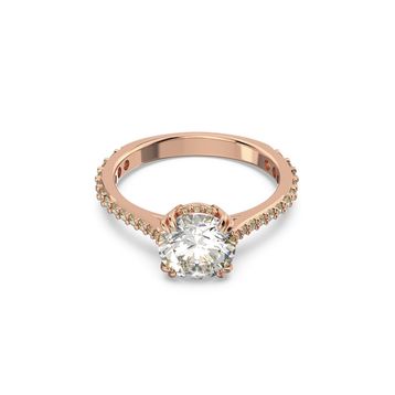 Swarovski 5642643 52 Constella Round Pave Princess Cut Beyaz Pembe Altın Rengi Kaplama Yüzük