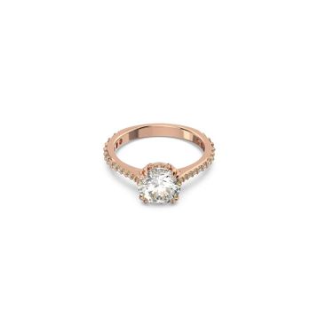 Swarovski 5642644 50 Constella Round Pave Princess Cut Beyaz Pembe Altın Rengi Kaplama Yüzük